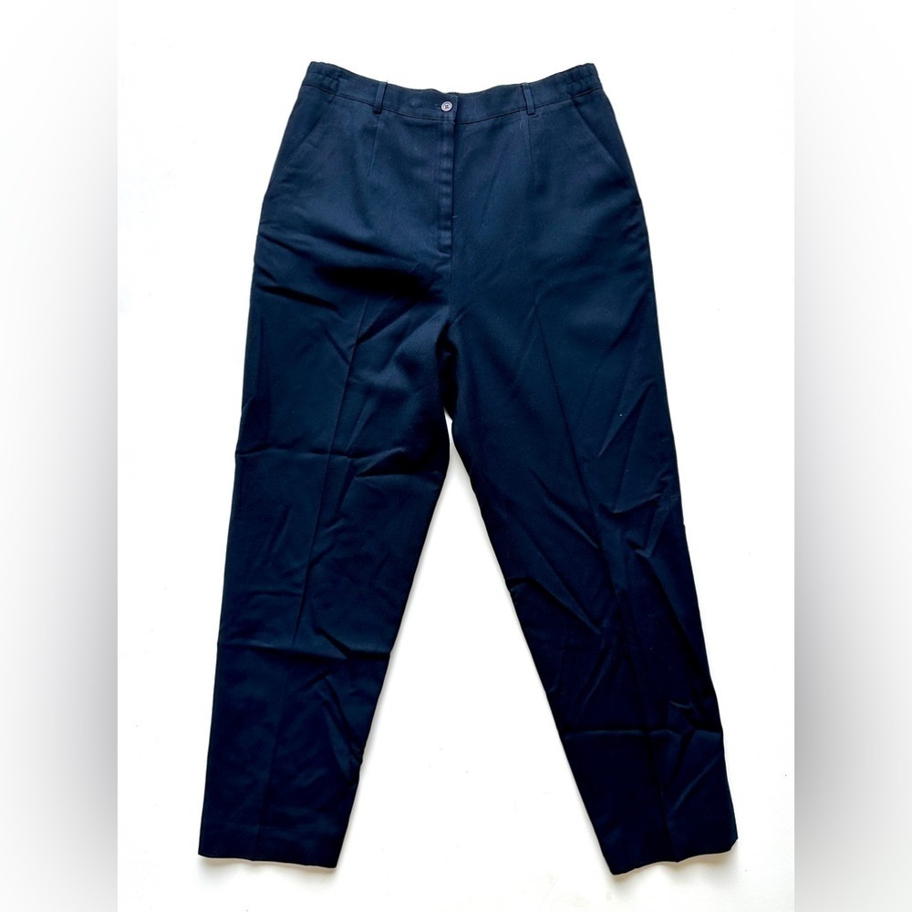 Vintage Talbots Navy Blue High Waisted Wool Pleated Retro Lined Pants Women's 14